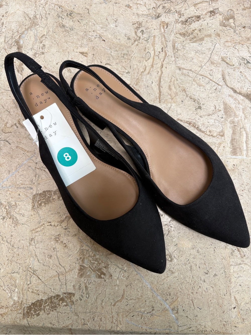 Elle Slingback Pointed Toe Low Heel Black A New Day Sandals Size 8